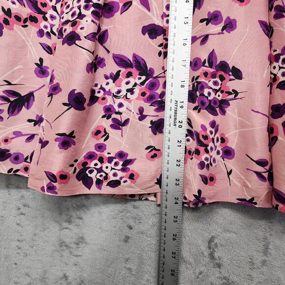 Express Design Studio Skirt Womens 6 Pink Purple Floral Silk Pleated A-Line - Picture 10 of 11